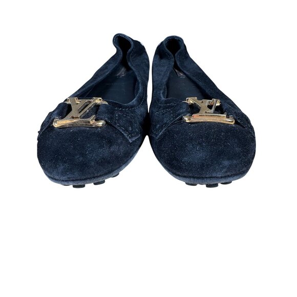 Louis Vuitton Black Suede LV Monogram Buckle Driving Loafer Size 37.5 - Picture 3 of 9